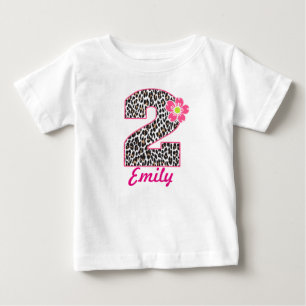 2nd Födelsedagflickashock rosa & leopardtryck Tee Shirt
