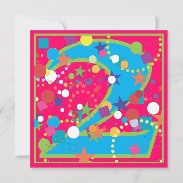 2nd födelsedagsfest inbjudan för konfetticirkus (Framsida)