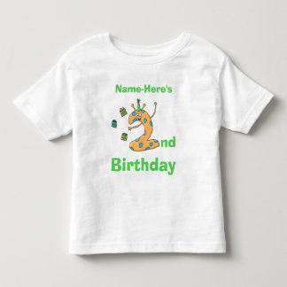2nd födelsedagtecknad. Beställnings- namn Tee Shirt