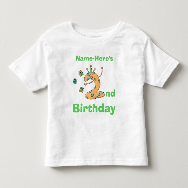 2nd födelsedagtecknad. Beställnings- namn Tee Shirt (Framsida)