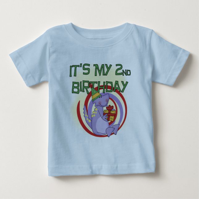 2nd födelsedagTshirts och gåvor för Dinosaur Tee Shirt (Framsida)