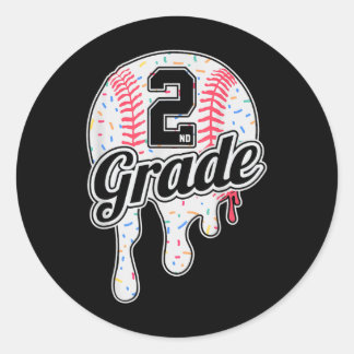 2ND Grade Åter till skolan Baseball Drip Glass B Runt Klistermärke