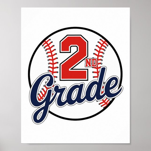 2nd Grade Baseball Back To School Baseball Player  Poster (Framsidan)