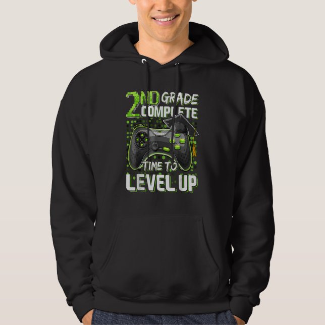 2nd Grade Complete Time To Level Up Happy Last Day Hoodie (Framsida)