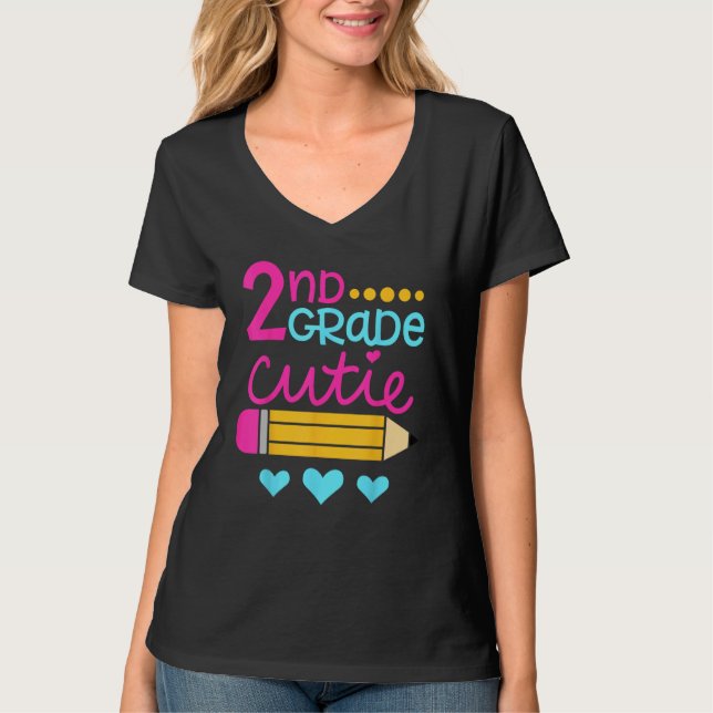 2nd Grade Cutie First Day of School Back to School T Shirt (Framsida)