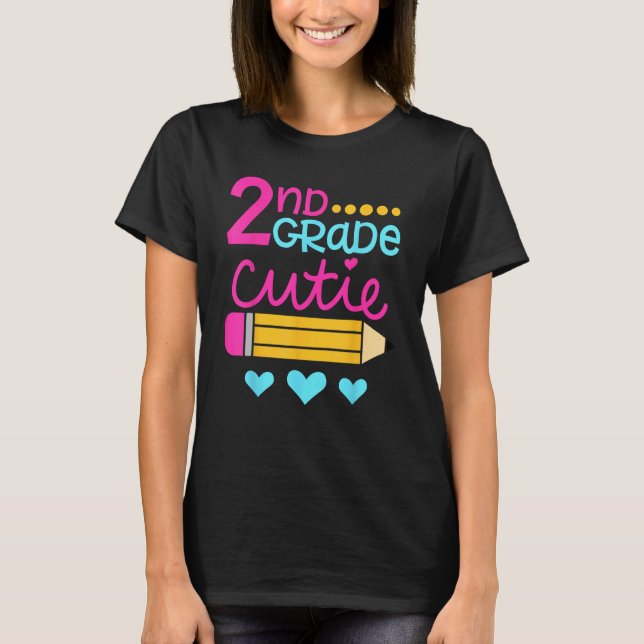 2nd Grade Cutie First Day of School Back to School T Shirt (Framsida)