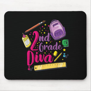 2nd Grade Diva Första Skoldagen Flickkläder Gi Musmatta