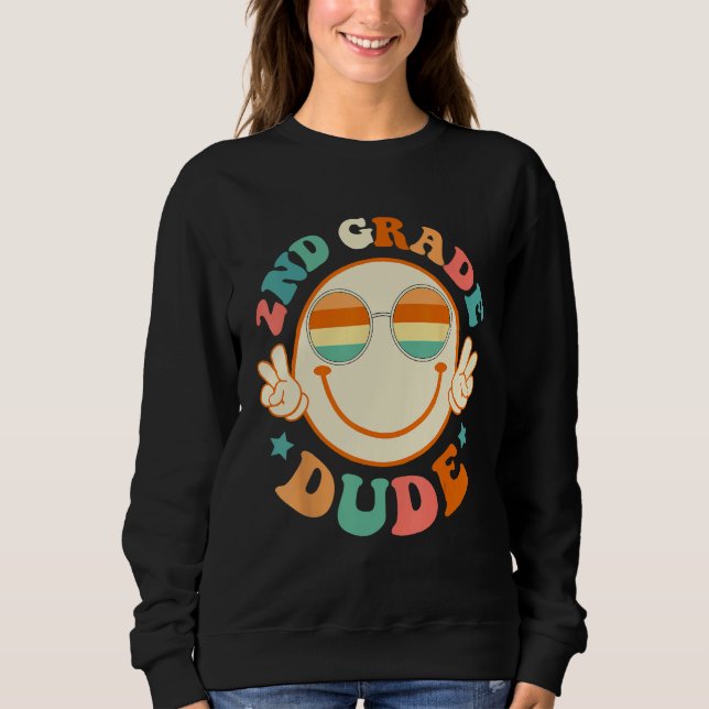 2nd Grade Dude Happy Face First Day Back To School T Shirt (Framsida)