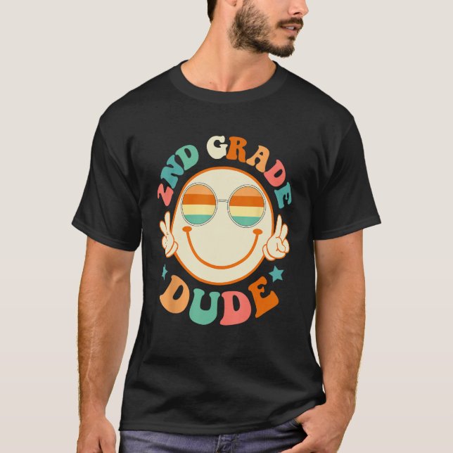 2nd Grade Dude Happy Face First Day Back To School T Shirt (Framsida)