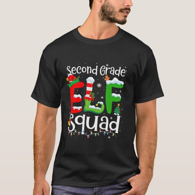 2nd Grade Elf Squad Xmas Funny Christmas Second Gr T Shirt (Framsida)