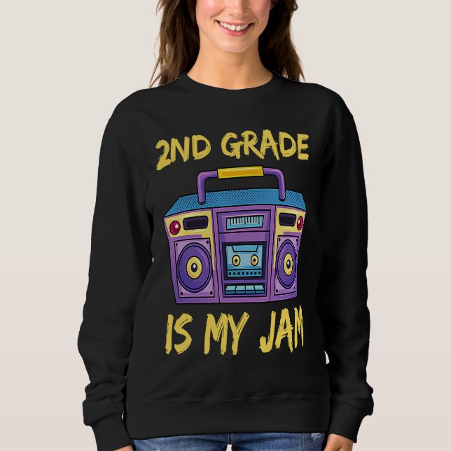 2nd Grade Is My Jam School Retro 80s Boombox Stude T Shirt (Framsida)