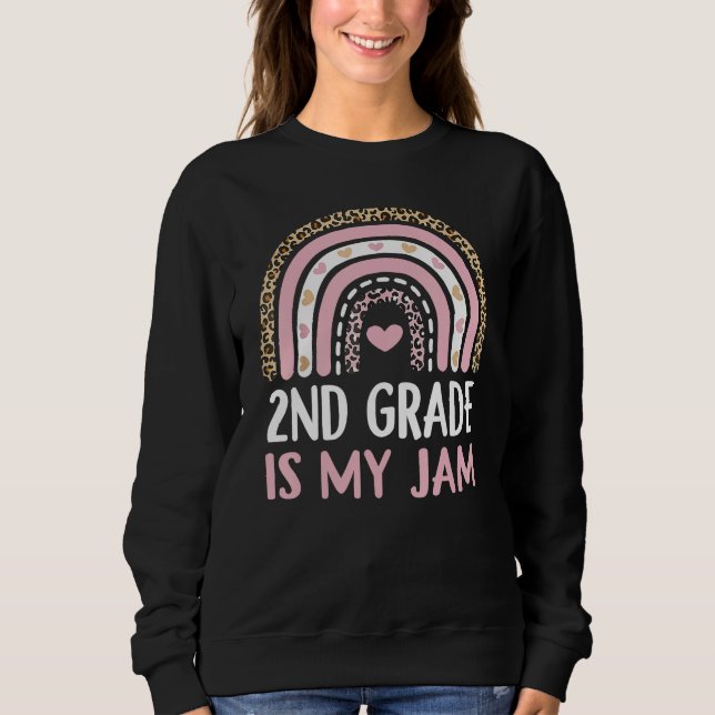 2nd Grade Is My Jam With Leopard Rainbow Student T T Shirt (Framsida)