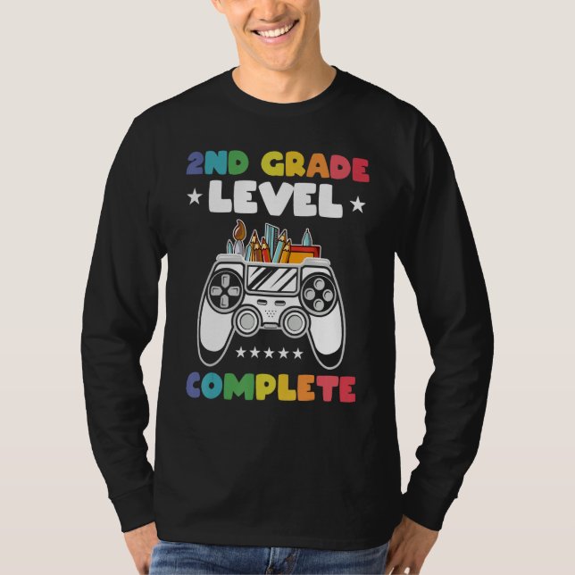 2nd Grade Level Complete Kids Gamer Game Controlle T Shirt (Framsida)