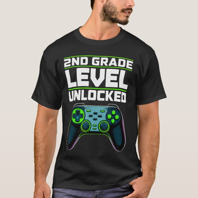 2nd Grade Level Unlocked Gaming Controller Back to T Shirt (Framsida)