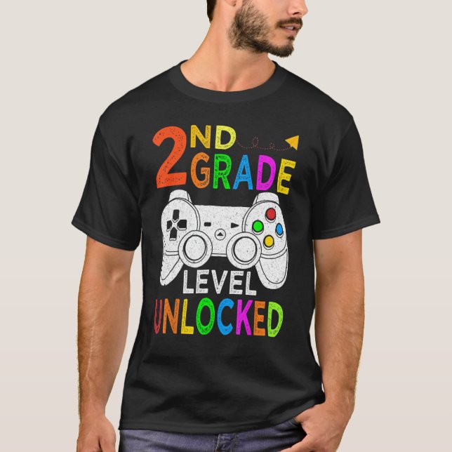 2nd Grade Level Unlocked Happy Back To School Game T Shirt (Framsida)