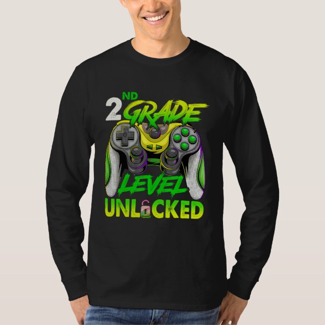 2nd Grade Level Unlocked Video Game Back to School T Shirt (Framsida)