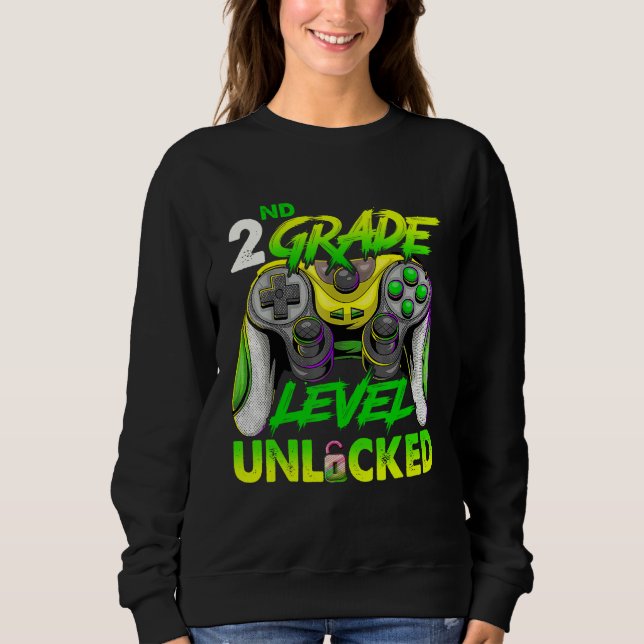 2nd Grade Level Unlocked Video Game Back to School T Shirt (Framsida)