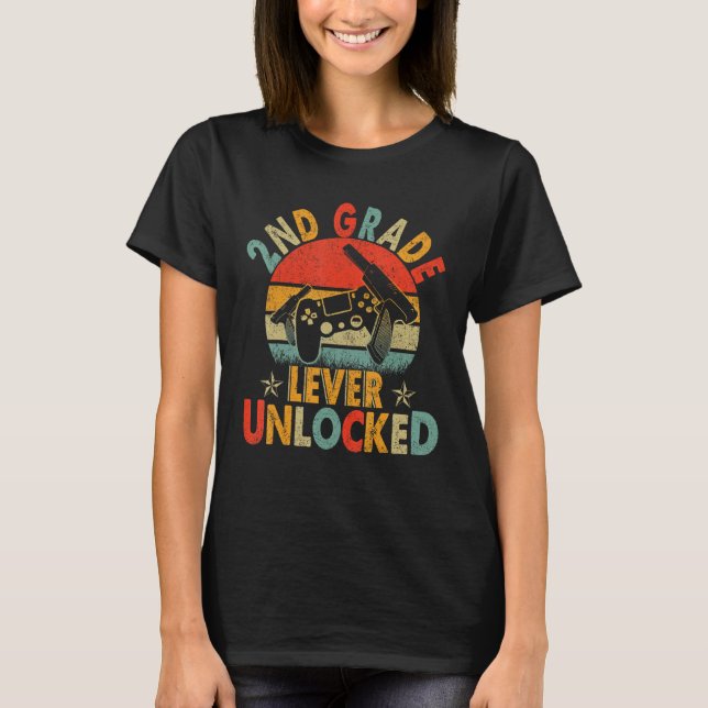 2nd Grade Level Unlocked Video Gamers back to scho T Shirt (Framsida)