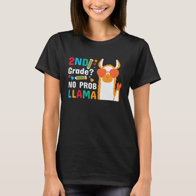 2nd Grade No Problem Llama T Shirt (Framsida)