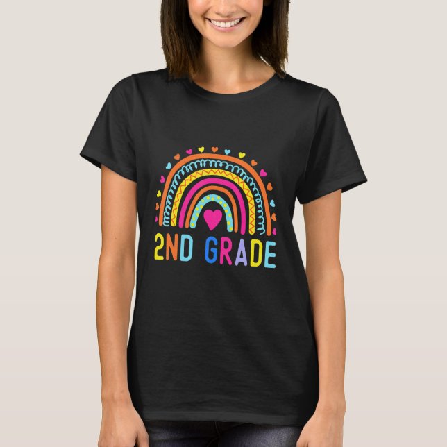 2nd Grade Rainbow Girl Boys Teacher Hello Second G T Shirt (Framsida)