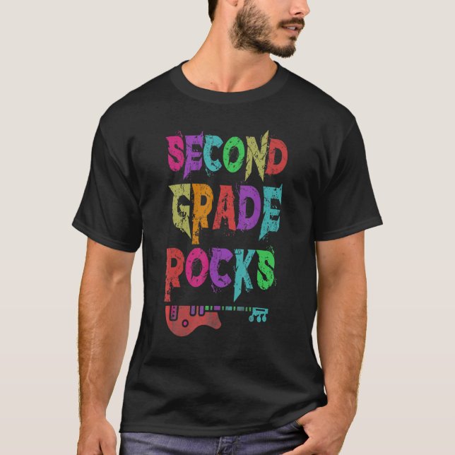 2nd Grade Rocks Student Teacher Rocking Third Grad T Shirt (Framsida)