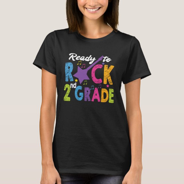 2nd Grade School Ready to Rock Second Back to Scho T Shirt (Framsida)
