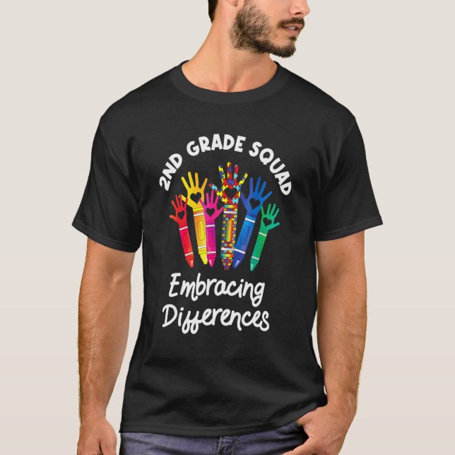 2nd Grade Squad Accepting Olika Autism Sped  T Shirt (Framsida)