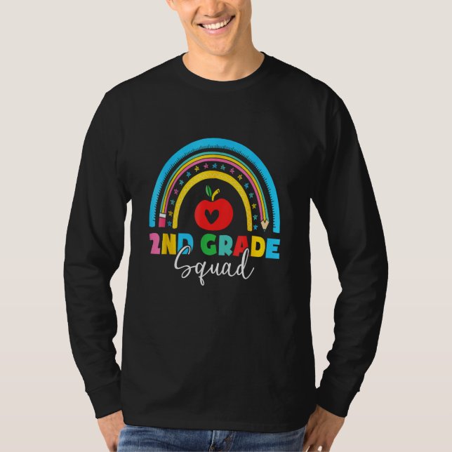 2nd Grade Squad Back To School Rainbow Teachers St T Shirt (Framsida)