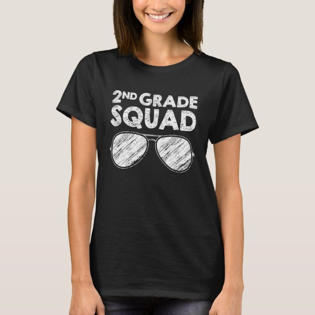 2nd Grade Squad Glasses Back To School Teacher Stu T Shirt (Framsida)