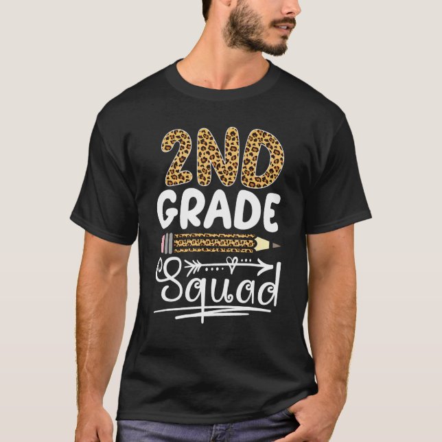 2nd Grade Squad Leopard Back To School Second Grad T Shirt (Framsida)