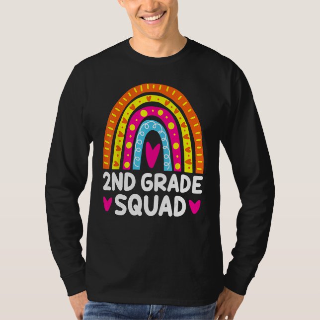 2nd Grade Squad Rainbow Heart Back To School Teach T Shirt (Framsida)