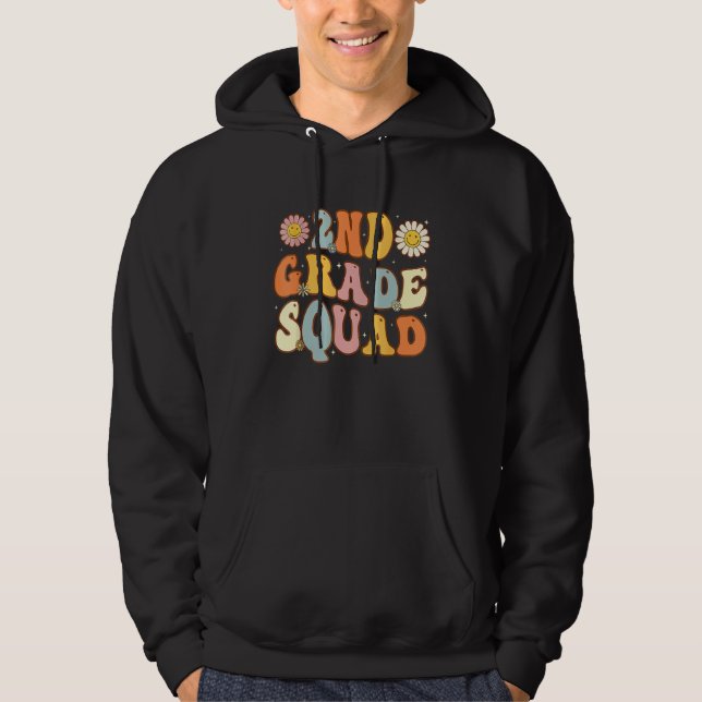 2nd Grade Squad Second Teacher Student Team Back T Hoodie (Framsida)
