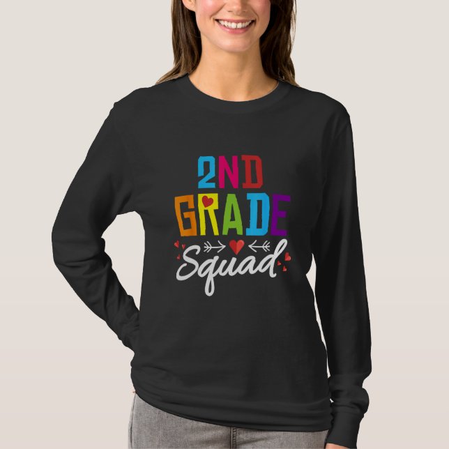 2nd Grade Squad  Second Teacher Student Team Back  T Shirt (Framsida)