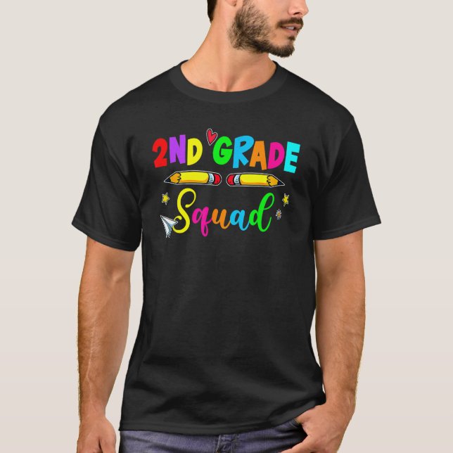 2nd Grade Squad Second Teacher Student Team Back T T Shirt (Framsida)