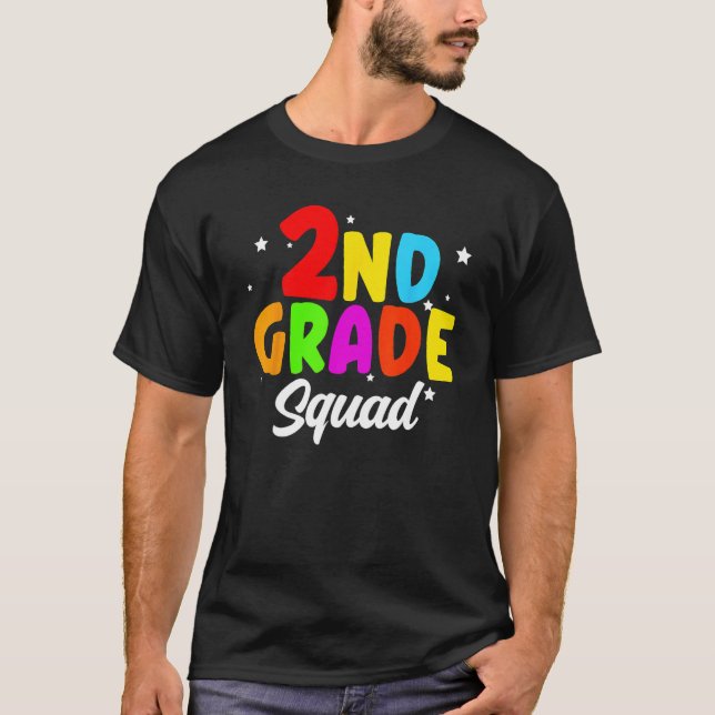 2nd Grade Squad Second Teacher Student Team Back T T Shirt (Framsida)