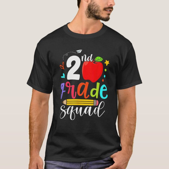 2nd Grade Squad Second Teacher Student Team Back T T Shirt (Framsida)