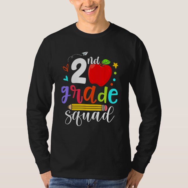 2nd Grade Squad Second Teacher Student Team Back T T Shirt (Framsida)