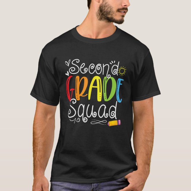 2nd Grade Squad Second Teacher Student Team Back T T Shirt (Framsida)