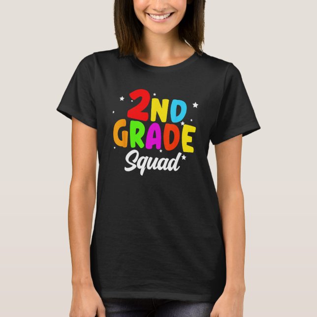 2nd Grade Squad Second Teacher Student Team Back T T Shirt (Framsida)