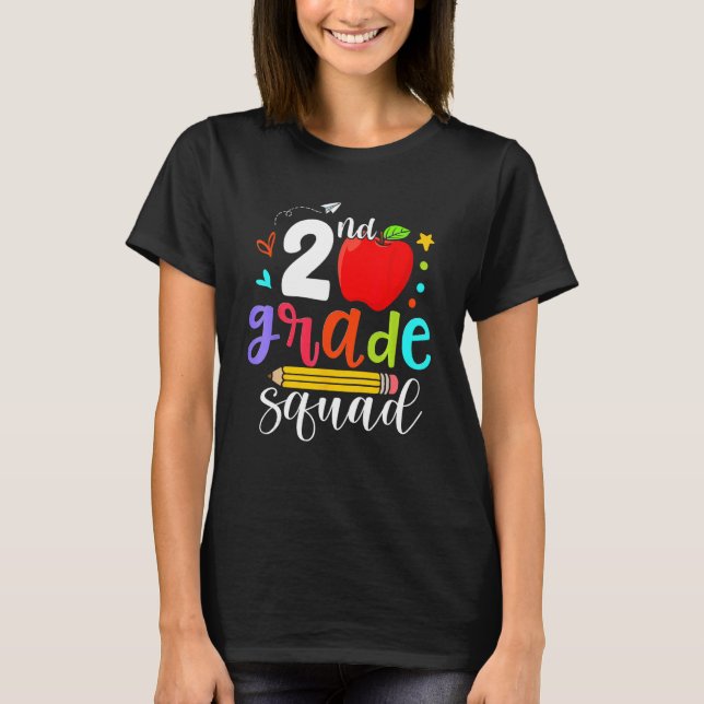 2nd Grade Squad Second Teacher Student Team Back T T Shirt (Framsida)