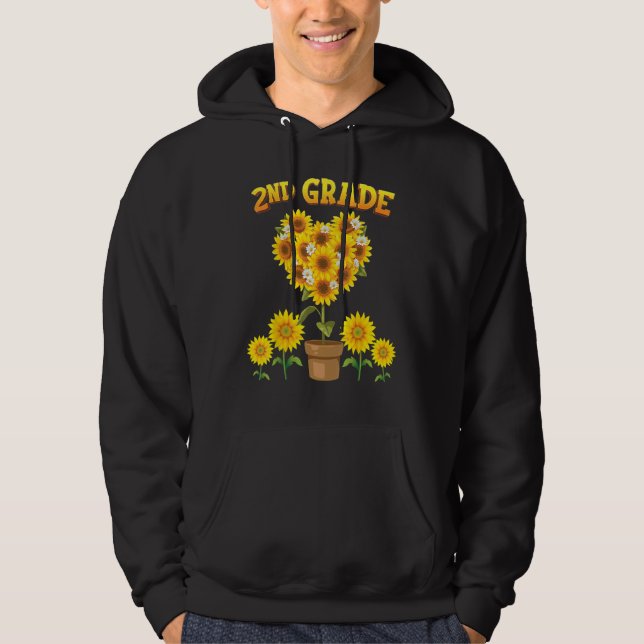2nd Grade Squad Sunflower Back To School Second St Hoodie (Framsida)