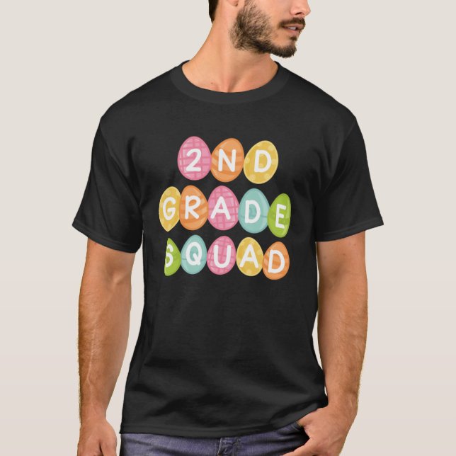 2nd Grade Squad Teacher Student Team Happy Easter  T Shirt (Framsida)