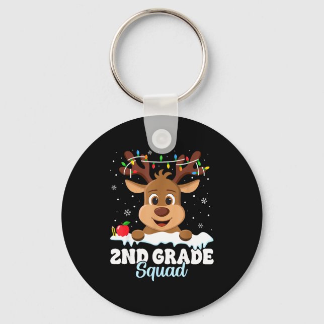 2nd Grade Teacher Christmas Second Grade Squad Rei Nyckelring (Framsida)