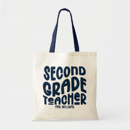 2nd Grade Teacher Dark Blue Typography Design Tygkasse