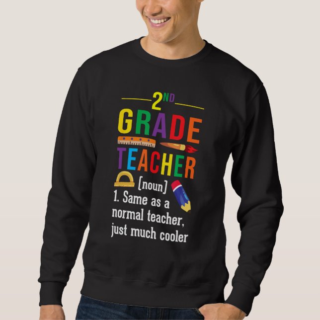 2nd Grade Teacher Definition Meaning Back to Schoo Lång Ärmad Tröja (Framsida)