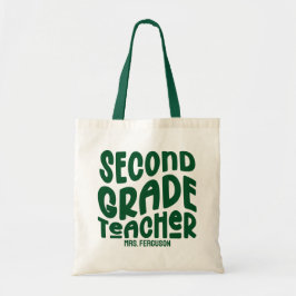 2nd Grade Teacher Green Typography Design Tygkasse