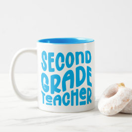 2nd Grade Teacher Light Blue Text  Två-Tonad Mugg