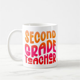 2nd Grade Teacher Orange Red Ombre Text  Kaffemugg