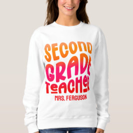 2nd Grade Teacher Orange Red Ombre Typography T Shirt