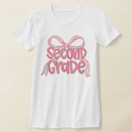 2nd Grade Teacher Pencil Coquette Bow T Shirt